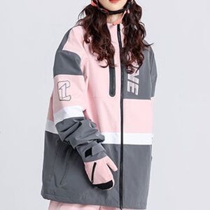 COSONE GLIMMER BAGGY STYLE OUTDOOR JACKET PINK/GREY - S
